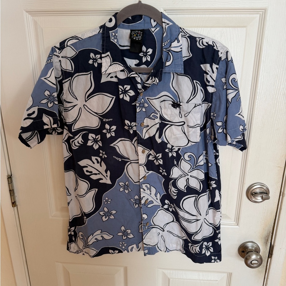 Men’s Vintage Maui and Sons Blue Floral Hawaiian Shirt Button down
